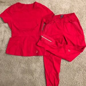 Red Jaanuu scrub set
